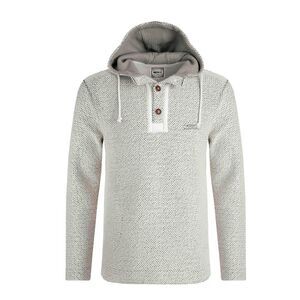 Weird Fish Mens Bakersfield Macaroni Button Neck Hoodie / Ecru